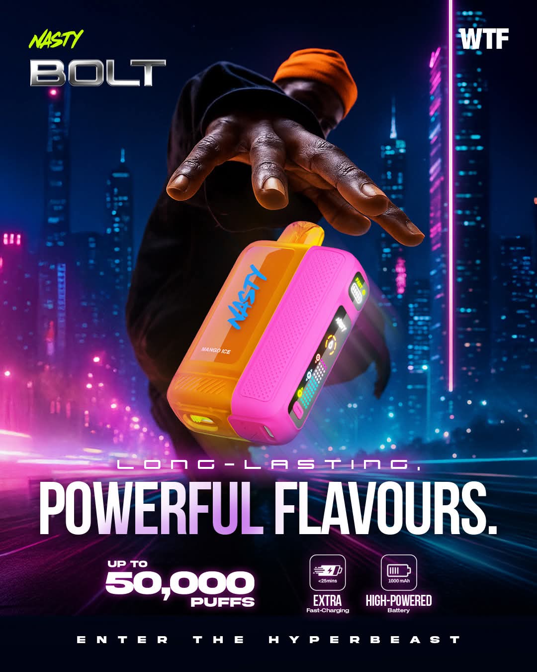 NASTY BOLT HYPERBEAST 50000 PUFFS DISPOSABLE VAPE